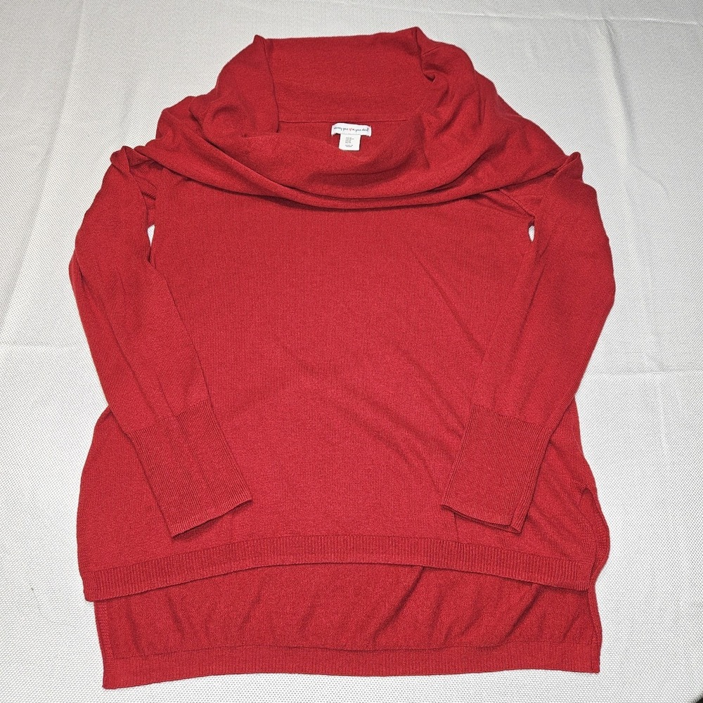 Red Cowl Neck Long Sleeve Sweater Women's Medium